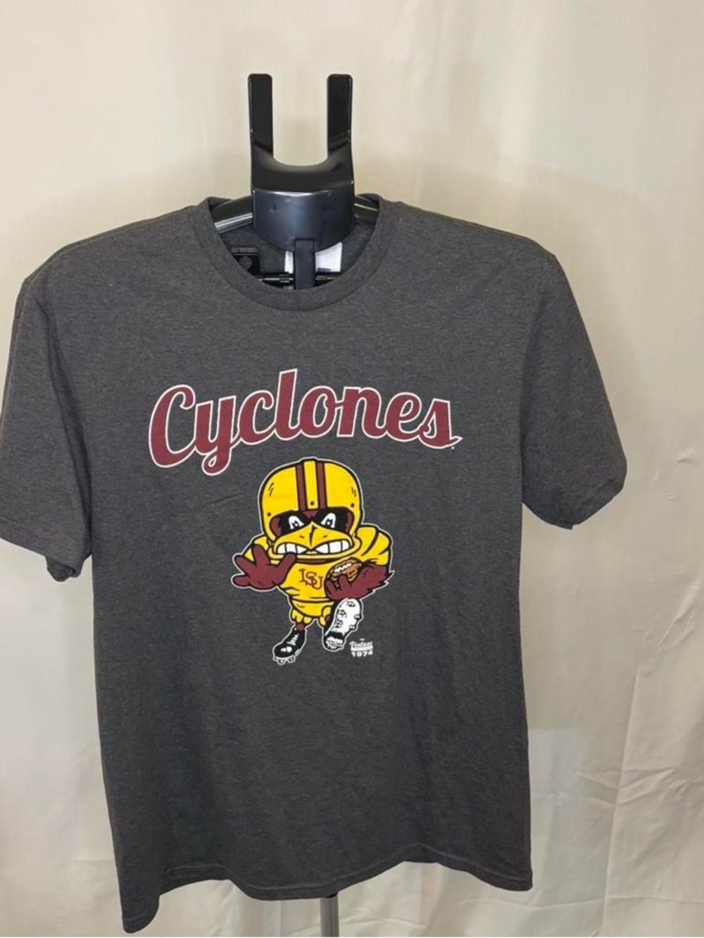 District Cyclones Charcoal Tee with Yellow & Maroon Mascot